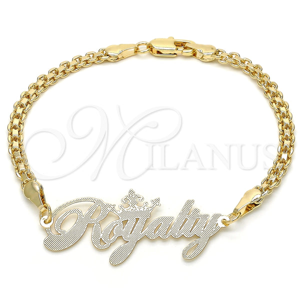 Pulsera Elegante 03.63.1974.08 Oro Laminado, Diseño de Con Nombre, Pulido, Tono Dorado (04 MM Thickness, 8 Inches Length)