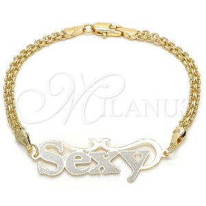 Pulsera Elegante 03.63.1975.08 Oro Laminado, Diseño de Con Nombre, Pulido, Tono Dorado (04 MM Thickness, 8 Inches Length)