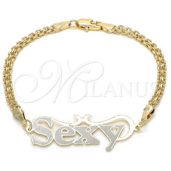 Pulsera Elegante 03.63.1975.08 Oro Laminado, Diseño de Con Nombre, Pulido, Tono Dorado (04 MM Thickness, 8 Inches Length)