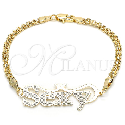 Pulsera Elegante 03.63.1975.08 Oro Laminado, Diseño de Con Nombre, Pulido, Tono Dorado (04 MM Thickness, 8 Inches Length)
