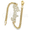 Pulsera Elegante 03.63.1976.08 Oro Laminado, Diseño de Con Nombre, Pulido, Tono Dorado (04 MM Thickness, 8 Inches Length)