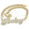 Pulsera Elegante 03.63.1976.08 Oro Laminado, Diseño de Con Nombre, Pulido, Tono Dorado (04 MM Thickness, 8 Inches Length)