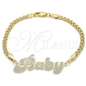 Pulsera Elegante 03.63.1976.08 Oro Laminado, Diseño de Con Nombre, Pulido, Tono Dorado (04 MM Thickness, 8 Inches Length)