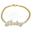 Pulsera Elegante 03.63.1976.08 Oro Laminado, Diseño de Con Nombre, Pulido, Tono Dorado (04 MM Thickness, 8 Inches Length)