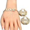Collar, Pulsera y Dije 06.63.0243 Oro Laminado, Diseño de Amor, Pulido, Tono Dorado