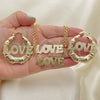 Collar, Pulsera y Dije 06.63.0243 Oro Laminado, Diseño de Amor, Pulido, Tono Dorado