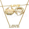 Collar, Pulsera y Dije 06.63.0243 Oro Laminado, Diseño de Amor, Pulido, Tono Dorado