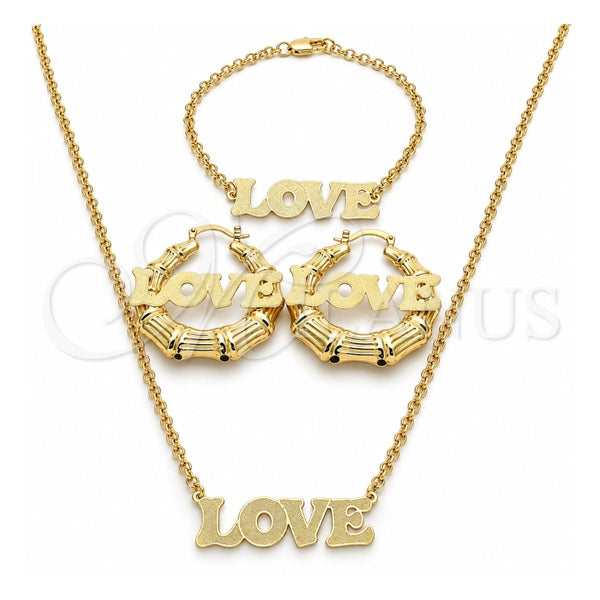 Collar, Pulsera y Dije 06.63.0243 Oro Laminado, Diseño de Amor, Pulido, Tono Dorado