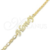 Pulsera Elegante 03.63.1977.08 Oro Laminado, Diseño de Con Nombre, Pulido, Tono Dorado (04 MM Thickness, 8 Inches Length)