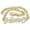 Pulsera Elegante 03.63.1977.08 Oro Laminado, Diseño de Con Nombre, Pulido, Tono Dorado (04 MM Thickness, 8 Inches Length)