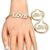 Collar, Pulsera y Dije 06.63.0246 Oro Laminado, Diseño de Amor, Pulido, Tono Dorado