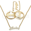 Collar, Pulsera y Dije 06.63.0247 Oro Laminado, Pulido, Tono Dorado