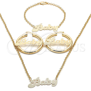 Collar, Pulsera y Dije 06.63.0247 Oro Laminado, Pulido, Tono Dorado