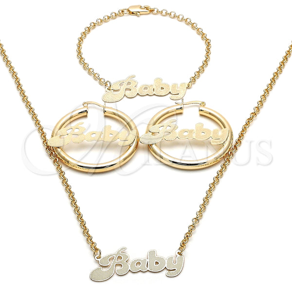 Collar, Pulsera y Dije 06.63.0247 Oro Laminado, Pulido, Tono Dorado