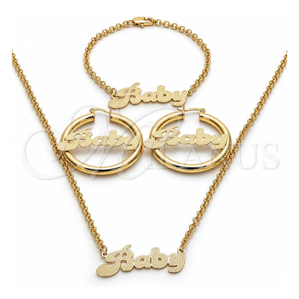 Collar, Pulsera y Dije 06.63.0247 Oro Laminado, Pulido, Tono Dorado