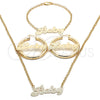 Collar, Pulsera y Dije 06.63.0247 Oro Laminado, Pulido, Tono Dorado