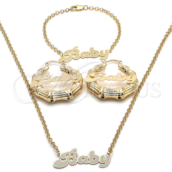Collar, Pulsera y Dije 06.63.0248 Oro Laminado, Pulido, Tono Dorado