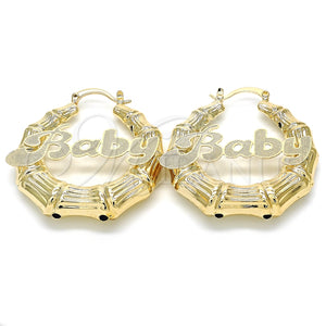Argolla Mediana 02.63.2653.40 Oro Laminado, Diseño de Con Nombre y Bambu, Pulido, Tono Dorado