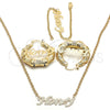 Collar, Pulsera y Dije 06.63.0249 Oro Laminado, Pulido, Tono Dorado