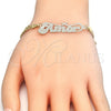 Pulsera Elegante 03.63.1978.08 Oro Laminado, Diseño de Con Nombre, Pulido, Tono Dorado (04 MM Thickness, 8 Inches Length)