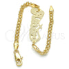 Pulsera Elegante 03.63.1978.08 Oro Laminado, Diseño de Con Nombre, Pulido, Tono Dorado (04 MM Thickness, 8 Inches Length)