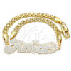 Pulsera Elegante 03.63.1978.08 Oro Laminado, Diseño de Con Nombre, Pulido, Tono Dorado (04 MM Thickness, 8 Inches Length)