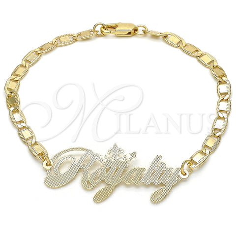 Pulsera Elegante 03.63.1979.08 Oro Laminado, Diseño de Con Nombre, Pulido, Tono Dorado (04 MM Thickness, 8 Inches Length)
