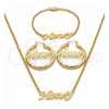 Collar, Pulsera y Dije 06.63.0250 Oro Laminado, Pulido, Tono Dorado