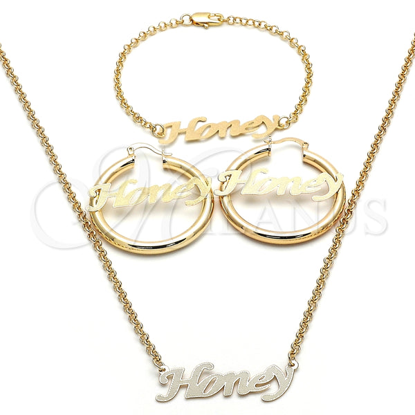 Collar, Pulsera y Dije 06.63.0250 Oro Laminado, Pulido, Tono Dorado