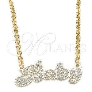 Collares con Dije 04.63.1384.18 Oro Laminado, Diseño de Con Nombre, Pulido, Tono Dorado (03 MM Thickness, 18 Inches Length)