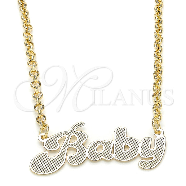 Collares con Dije 04.63.1384.18 Oro Laminado, Diseño de Con Nombre, Pulido, Tono Dorado (03 MM Thickness, 18 Inches Length)