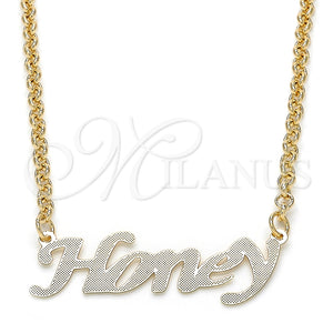 Collares con Dije 04.63.1385.18 Oro Laminado, Diseño de Con Nombre, Pulido, Tono Dorado (03 MM Thickness, 18 Inches Length)