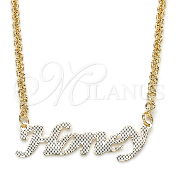 Collares con Dije 04.63.1385.18 Oro Laminado, Diseño de Con Nombre, Pulido, Tono Dorado (03 MM Thickness, 18 Inches Length)