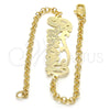 Pulsera Elegante 03.63.1981.08 Oro Laminado, Diseño de Con Nombre, Pulido, Tono Dorado (03 MM Thickness, 8 Inches Length)