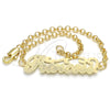 Pulsera Elegante 03.63.1981.08 Oro Laminado, Diseño de Con Nombre, Pulido, Tono Dorado (03 MM Thickness, 8 Inches Length)