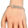 Pulsera Elegante 03.63.1983.08 Oro Laminado, Diseño de Con Nombre, Pulido, Tono Dorado (03 MM Thickness, 8 Inches Length)