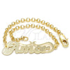 Pulsera Elegante 03.63.1983.08 Oro Laminado, Diseño de Con Nombre, Pulido, Tono Dorado (03 MM Thickness, 8 Inches Length)