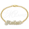 Pulsera Elegante 03.63.1983.08 Oro Laminado, Diseño de Con Nombre, Pulido, Tono Dorado (03 MM Thickness, 8 Inches Length)