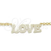 Collares con Dije 04.63.1386.18 Oro Laminado, Diseño de Con Nombre y Amor, Pulido, Tono Dorado (03 MM Thickness, 18 Inches Length)