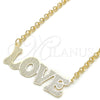 Collares con Dije 04.63.1386.18 Oro Laminado, Diseño de Con Nombre y Amor, Pulido, Tono Dorado (03 MM Thickness, 18 Inches Length)