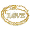 Collares con Dije 04.63.1386.18 Oro Laminado, Diseño de Con Nombre y Amor, Pulido, Tono Dorado (03 MM Thickness, 18 Inches Length)