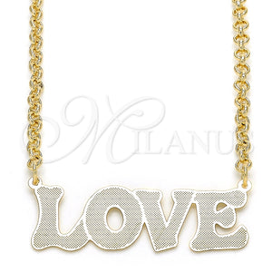 Collares con Dije 04.63.1386.18 Oro Laminado, Diseño de Con Nombre y Amor, Pulido, Tono Dorado (03 MM Thickness, 18 Inches Length)