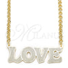 Collares con Dije 04.63.1386.18 Oro Laminado, Diseño de Con Nombre y Amor, Pulido, Tono Dorado (03 MM Thickness, 18 Inches Length)