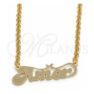 Collares con Dije 04.63.1387.18 Oro Laminado, Diseño de Con Nombre, Pulido, Tono Dorado (Grosor 03 MM, 18 Pulgadas de Largo)