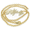 Collares con Dije 04.63.1388.18 Oro Laminado, Diseño de Con Nombre, Pulido, Tono Dorado (Grosor 03 MM, 18 Pulgadas de Largo)