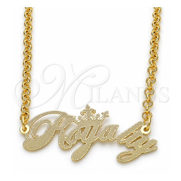 Collares con Dije 04.63.1388.18 Oro Laminado, Diseño de Con Nombre, Pulido, Tono Dorado (Grosor 03 MM, 18 Pulgadas de Largo)