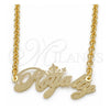 Collares con Dije 04.63.1388.18 Oro Laminado, Diseño de Con Nombre, Pulido, Tono Dorado (Grosor 03 MM, 18 Pulgadas de Largo)