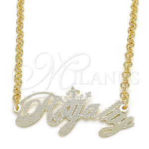 Collares con Dije 04.63.1388.18 Oro Laminado, Diseño de Con Nombre, Pulido, Tono Dorado (03 MM Thickness, 18 Inches Length)