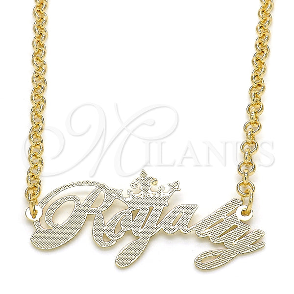Collares con Dije 04.63.1388.18 Oro Laminado, Diseño de Con Nombre, Pulido, Tono Dorado (03 MM Thickness, 18 Inches Length)