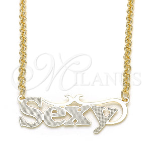Collares con Dije 04.63.1389.18 Oro Laminado, Diseño de Con Nombre, Pulido, Tono Dorado (03 MM Thickness, 18 Inches Length)